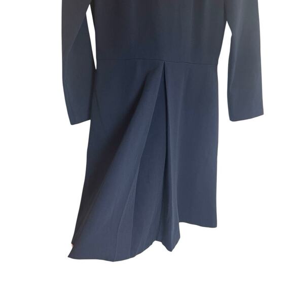 & Other Stories Box Pleat Navy Sheath Dress Exposed Zipper Size 6 Long Sleeve - Picture 4 of 7
